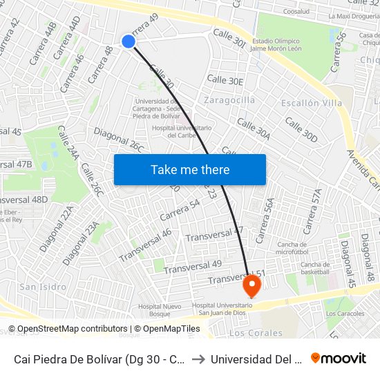 Cai Piedra De Bolívar (Dg 30 - Cl 30a) to Universidad Del Sinu map