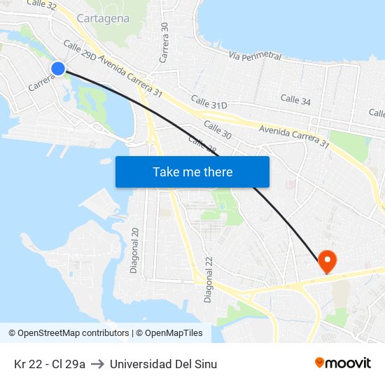 Kr 22 - Cl 29a to Universidad Del Sinu map