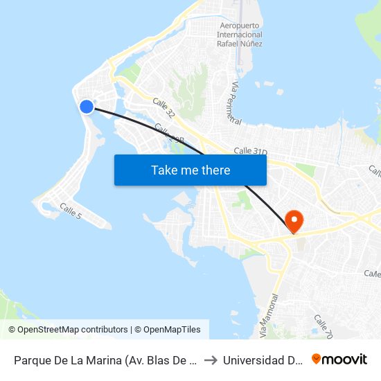 Parque De La Marina (Av. Blas De Lezo - Kr 1) to Universidad Del Sinu map