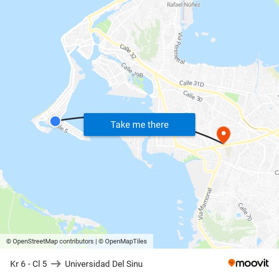 Kr 6 - Cl 5 to Universidad Del Sinu map