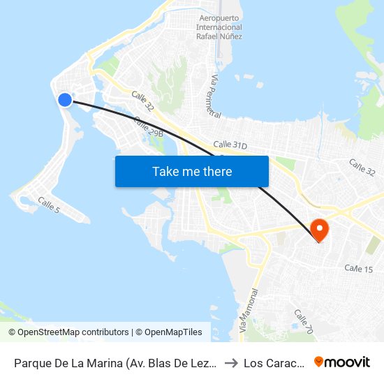 Parque De La Marina (Av. Blas De Lezo - Kr 1) to Los Caracoles map
