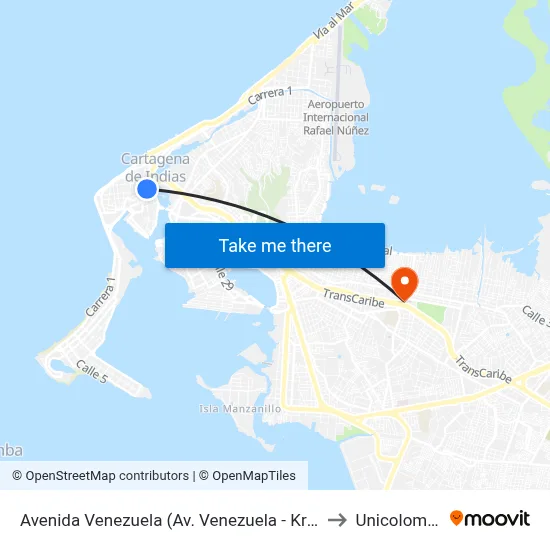 Avenida Venezuela (Av. Venezuela - Kr 10) to Unicolombo map