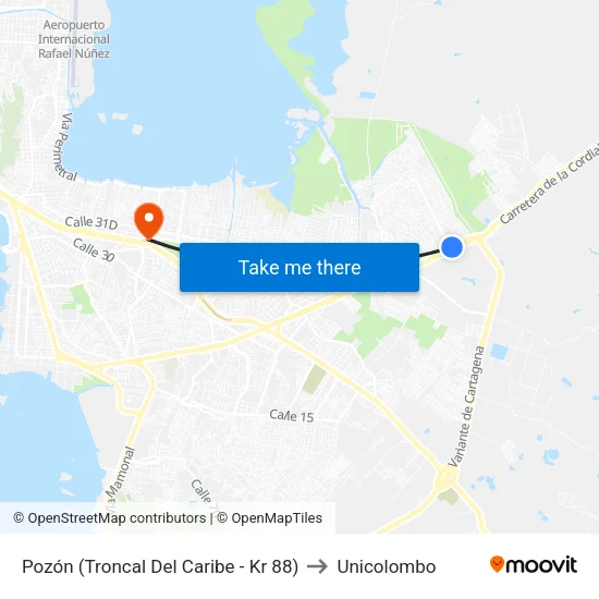 Pozón (Troncal Del Caribe - Kr 88) to Unicolombo map