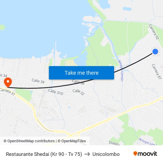 Restaurante Shedai (Kr 90 - Tv 75) to Unicolombo map