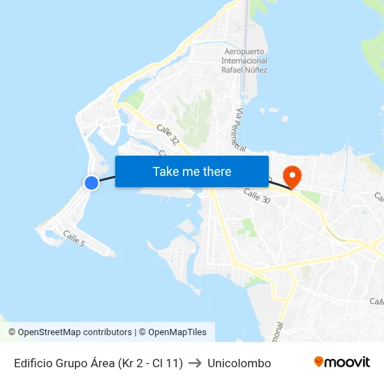 Edificio Grupo Área (Kr 2 - Cl 11) to Unicolombo map