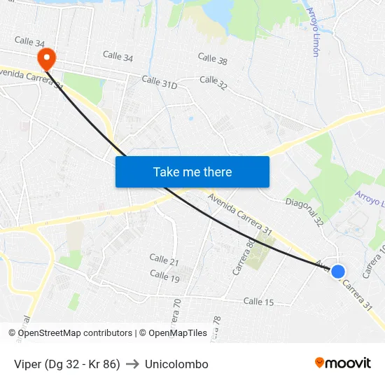 Viper (Dg 32 - Kr 86) to Unicolombo map