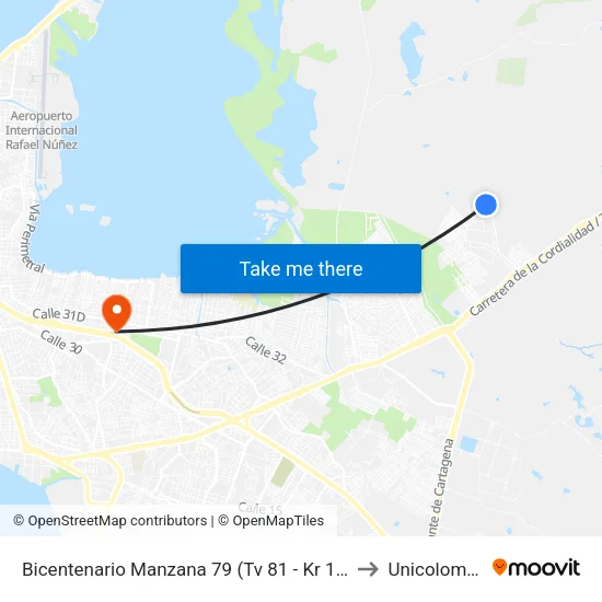 Bicentenario Manzana 79 (Tv 81 - Kr 126) to Unicolombo map