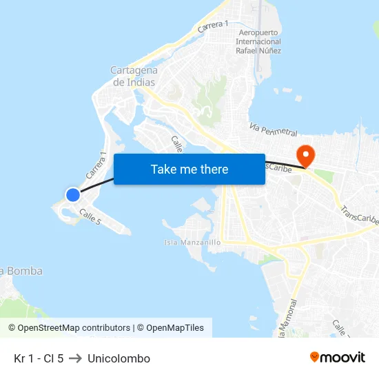 Kr 1 - Cl 5 to Unicolombo map
