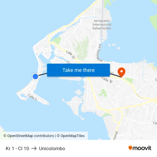 Kr 1 - Cl 10 to Unicolombo map
