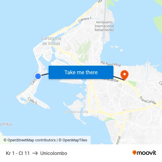 Kr 1 - Cl 11 to Unicolombo map