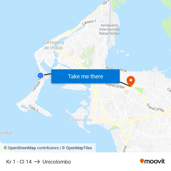 Kr 1 - Cl 14 to Unicolombo map