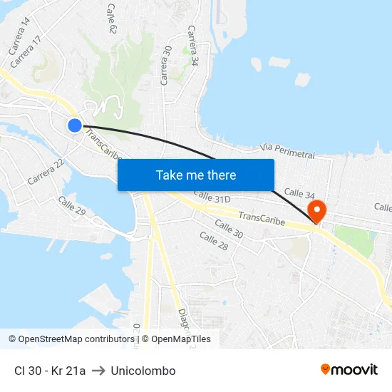 Cl 30 - Kr 21a to Unicolombo map
