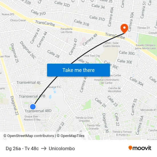 Dg 26a - Tv 48c to Unicolombo map