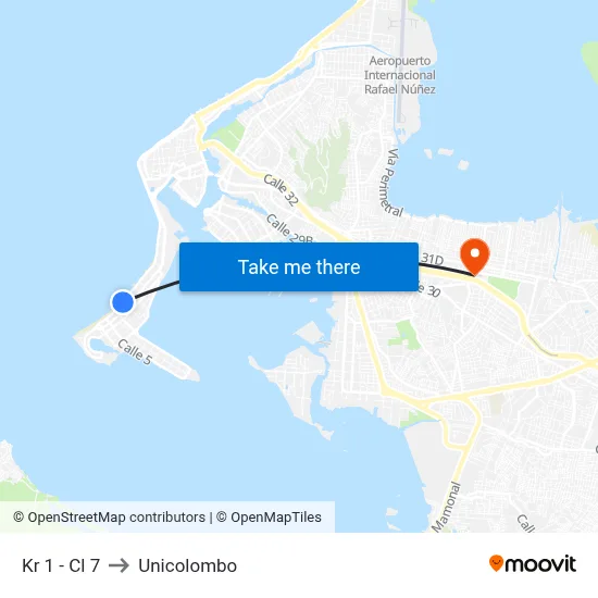 Kr 1 - Cl 7 to Unicolombo map