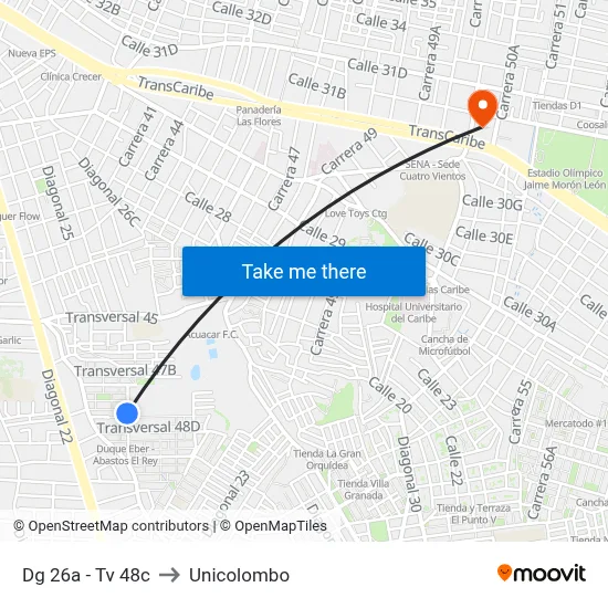 Dg 26a - Tv 48c to Unicolombo map