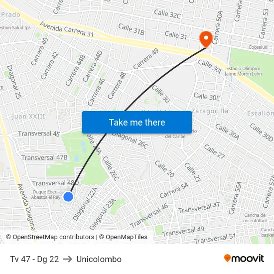 Tv 47 - Dg 22 to Unicolombo map