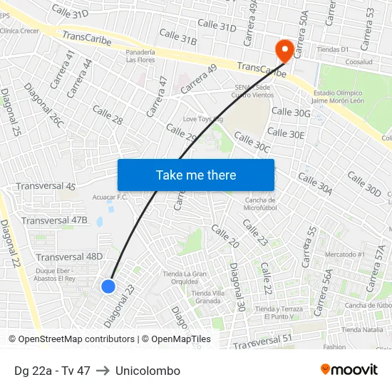 Dg 22a - Tv 47 to Unicolombo map