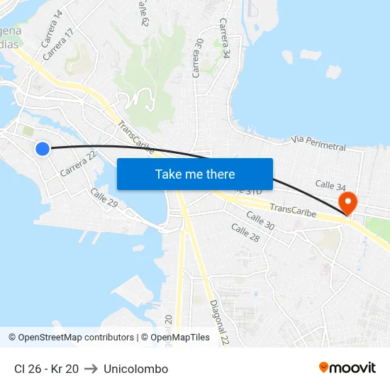 Cl 26 - Kr 20 to Unicolombo map