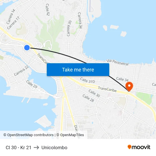 Cl 30 - Kr 21 to Unicolombo map