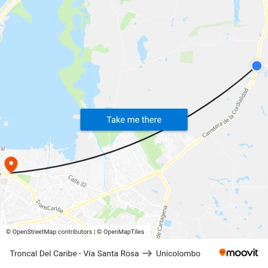 Troncal Del Caribe - Vía Santa Rosa to Unicolombo map
