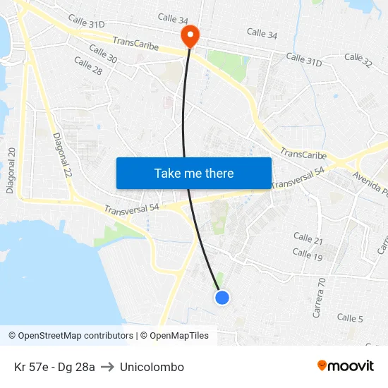 Kr 57e - Dg 28a to Unicolombo map