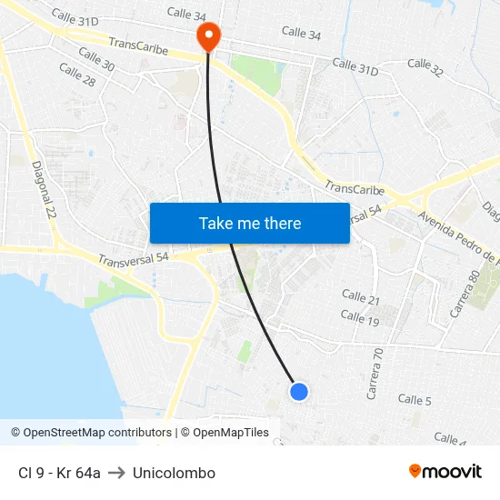Cl 9 - Kr 64a to Unicolombo map