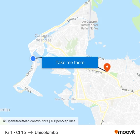 Kr 1 - Cl 15 to Unicolombo map