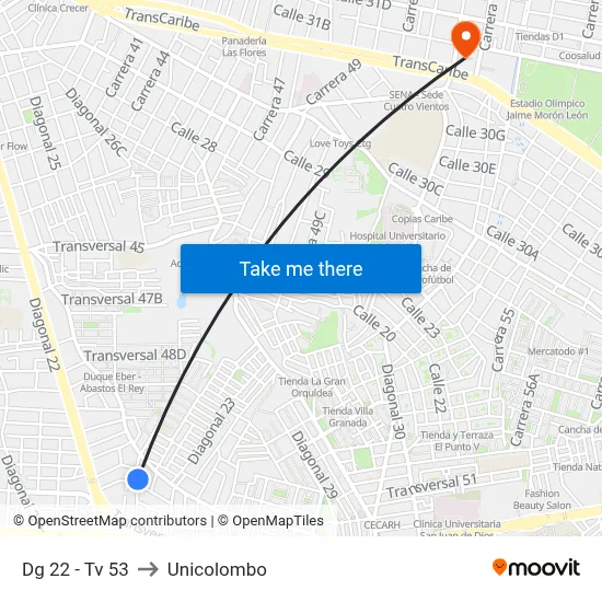 Dg 22 - Tv 53 to Unicolombo map