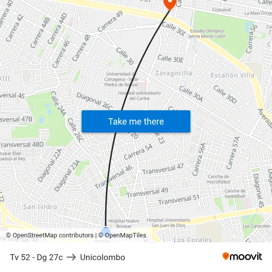 Tv 52 - Dg 27c to Unicolombo map