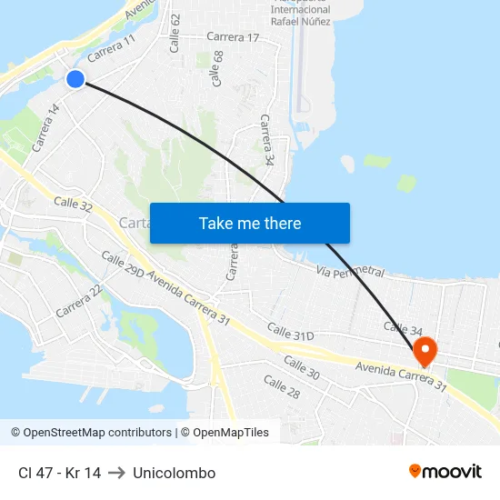 Cl 47 - Kr 14 to Unicolombo map