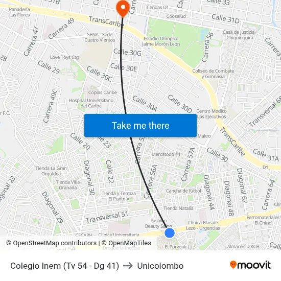 Colegio Inem (Tv 54 - Dg 41) to Unicolombo map