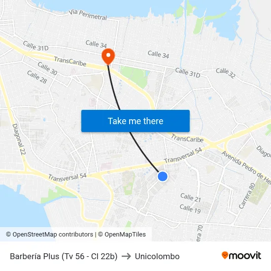 Barbería Plus (Tv 56 - Cl 22b) to Unicolombo map