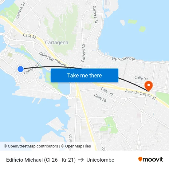 Edificio Michael (Cl 26 - Kr 21) to Unicolombo map
