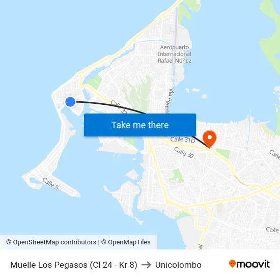 Muelle Los Pegasos (Cl 24 - Kr 8) to Unicolombo map