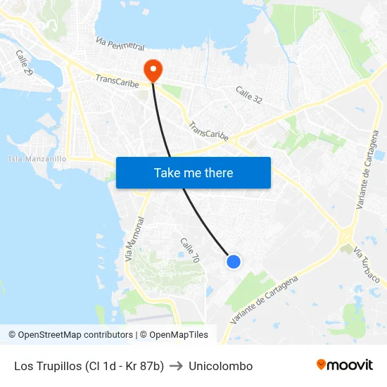Los Trupillos (Cl 1d - Kr 87b) to Unicolombo map