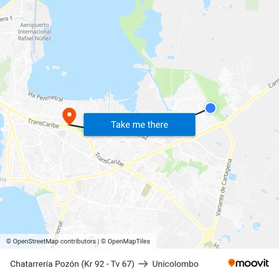 Chatarrería Pozón (Kr 92 - Tv 67) to Unicolombo map