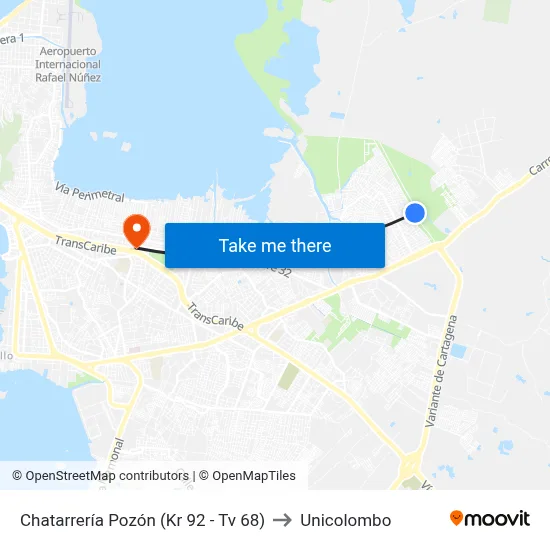 Chatarrería Pozón (Kr 92 - Tv 68) to Unicolombo map
