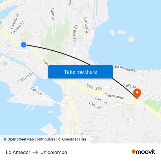 Lo Amador to Unicolombo map