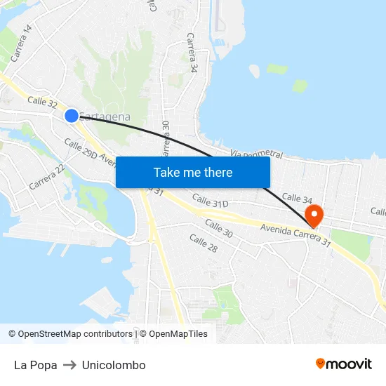 La Popa to Unicolombo map