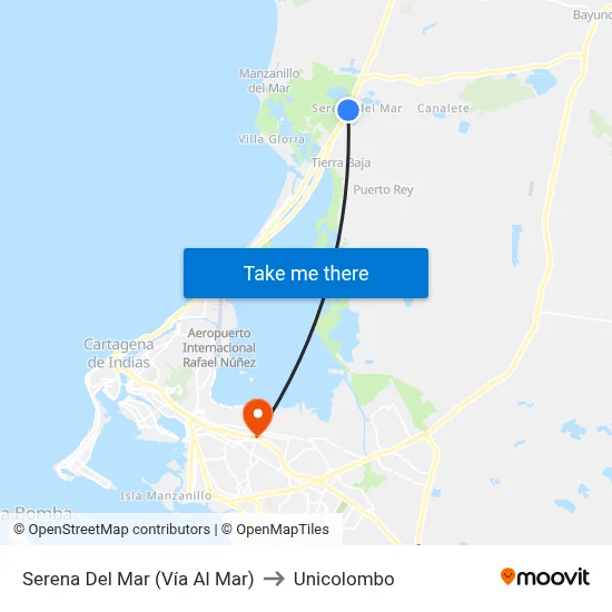 Serena Del Mar (Vía Al Mar) to Unicolombo map