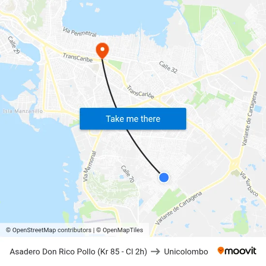Asadero Don Rico Pollo (Kr 85 - Cl 2h) to Unicolombo map