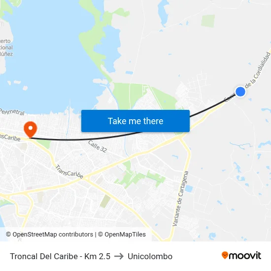 Troncal Del Caribe - Km 2.5 to Unicolombo map