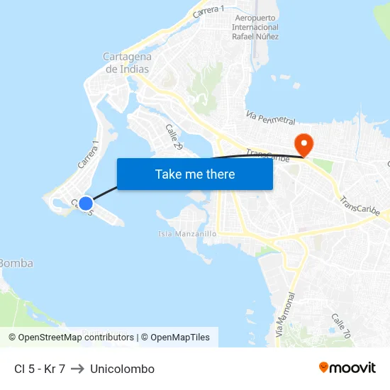 Cl 5 - Kr 7 to Unicolombo map