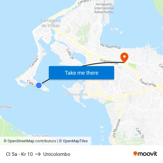 Cl 5a - Kr 10 to Unicolombo map