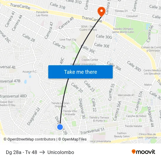 Dg 28a - Tv 48 to Unicolombo map