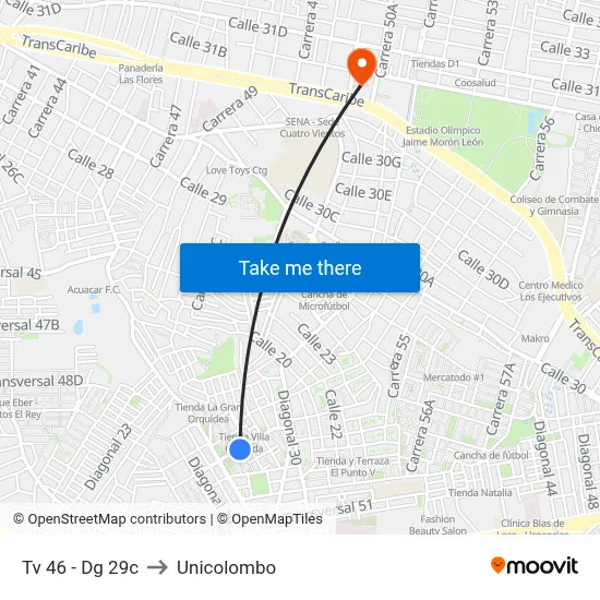 Tv 46 - Dg 29c to Unicolombo map