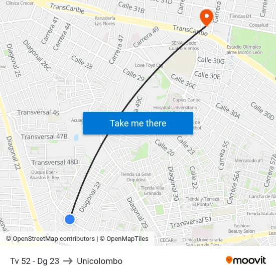 Tv 52 - Dg 23 to Unicolombo map