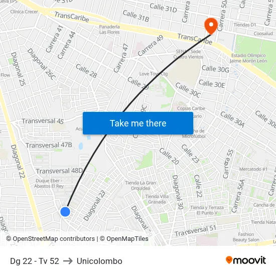 Dg 22 - Tv 52 to Unicolombo map