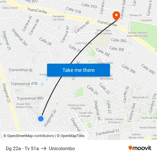 Dg 22a - Tv 51a to Unicolombo map