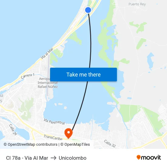 Cl 78a - Vía Al Mar to Unicolombo map